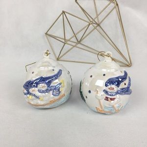 Snowmen Ornament Set Of 2